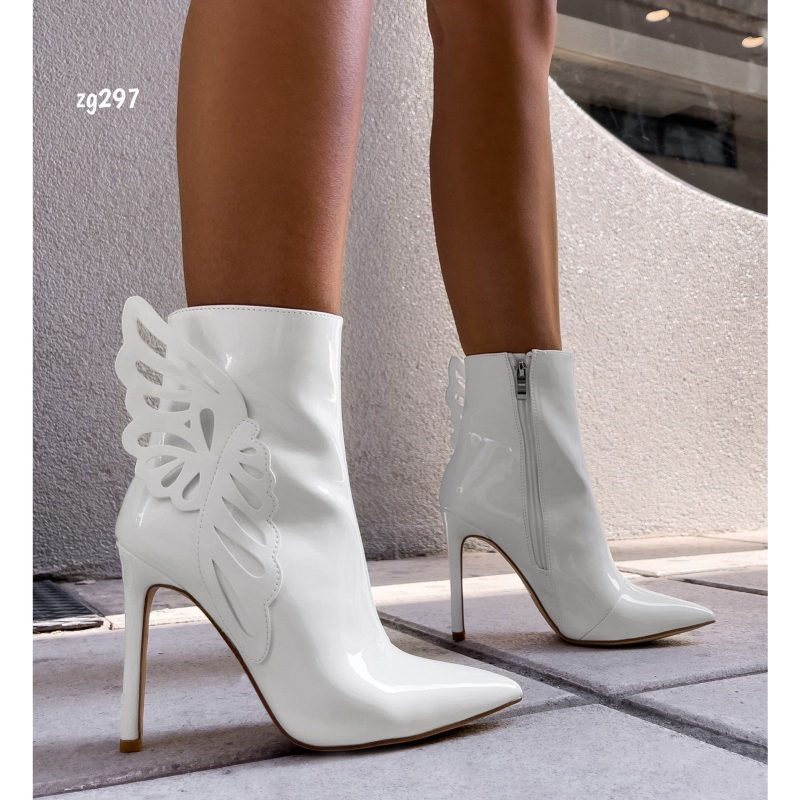 Botin blanco detalle ala tacon puntilla 10cm  X8319   C-41 - Image 4