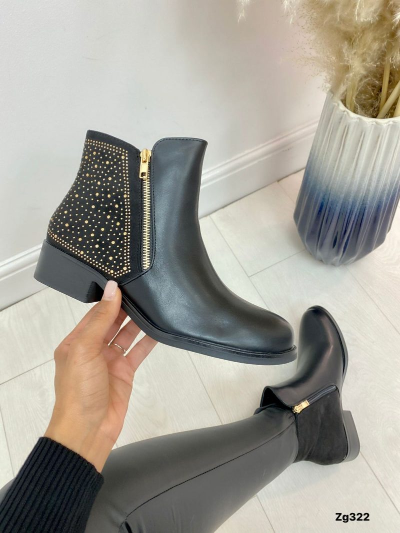 Botin negro apliques dorado tacon 3cm  DY7-6  C-39 - Image 2