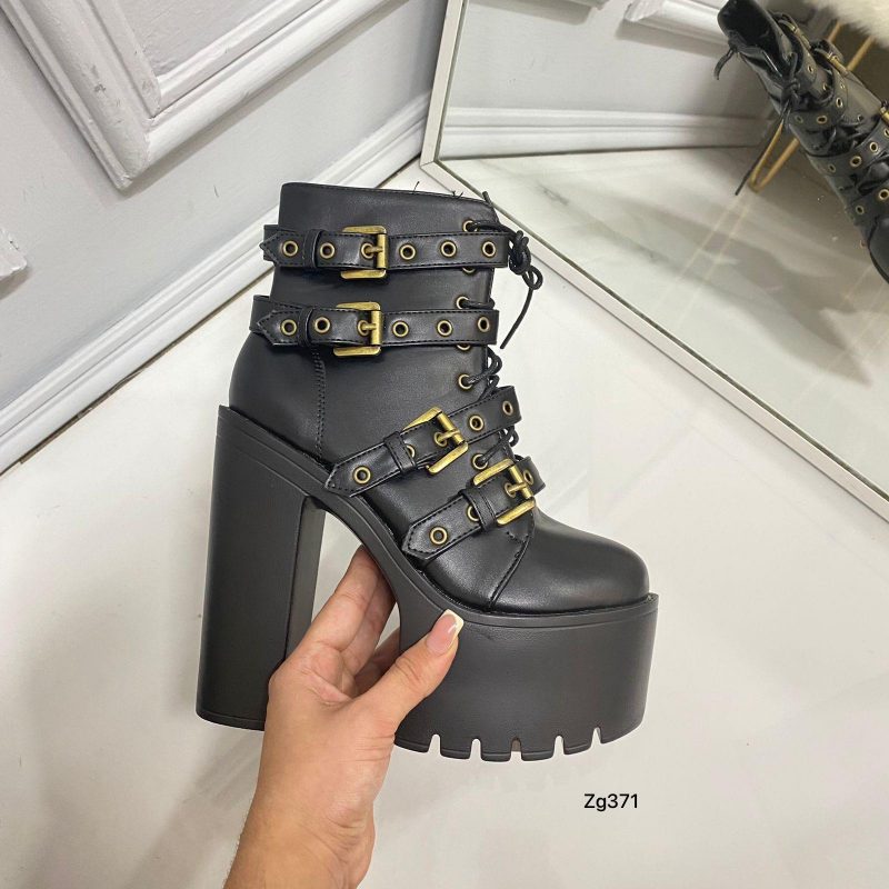 Botin negro correas plataforma 6cm  tacon 14cm  168-2  C-3