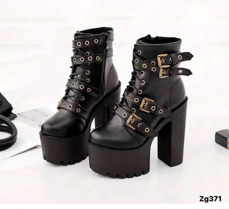 Botin negro correas plataforma 6cm  tacon 14cm  168-2  C-3 - Image 3