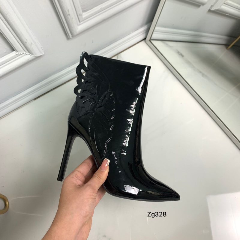 Botin negro detalle ala tacon puntilla 10cm  X8319   C-41