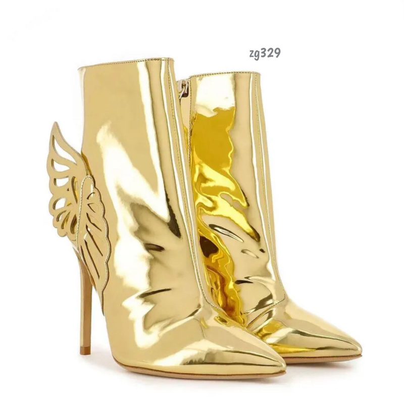 Botin dorado detalle ala tacon puntilla 10cm  X8319   C-41