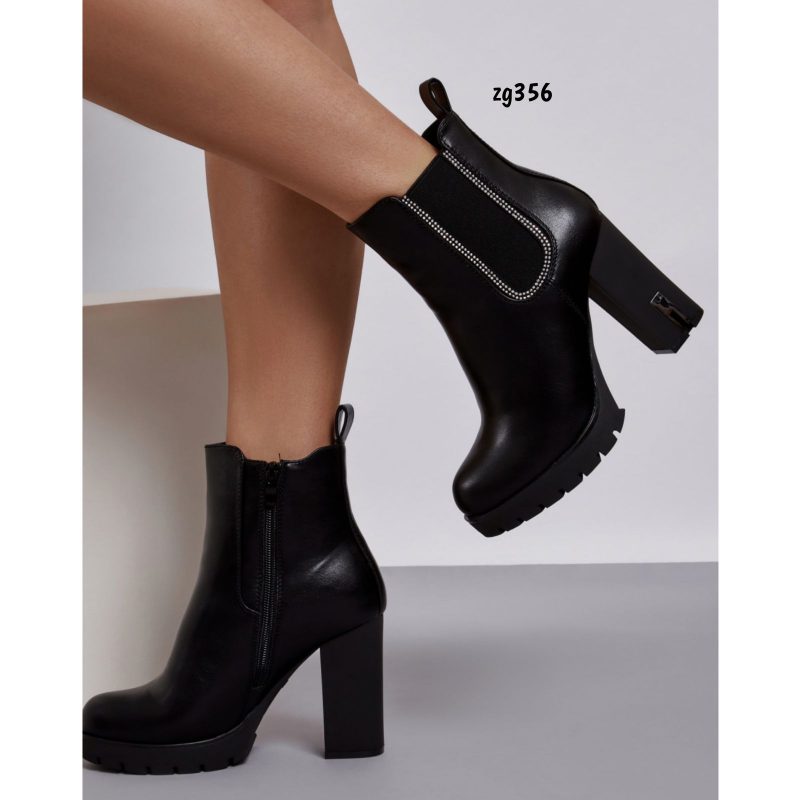 Botin negro apliques plateado tacon 10cm  F6263  C-47 - Image 3