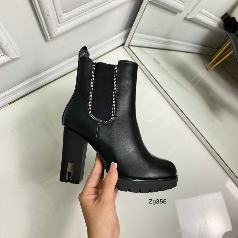 Botin negro apliques plateado tacon 10cm  F6263  C-47 - Image 2