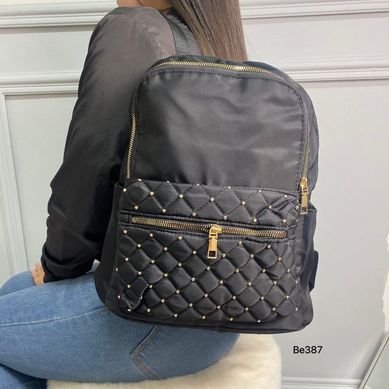 Morral negro apliques dorados  30cm*  33cm   1156  C-B
