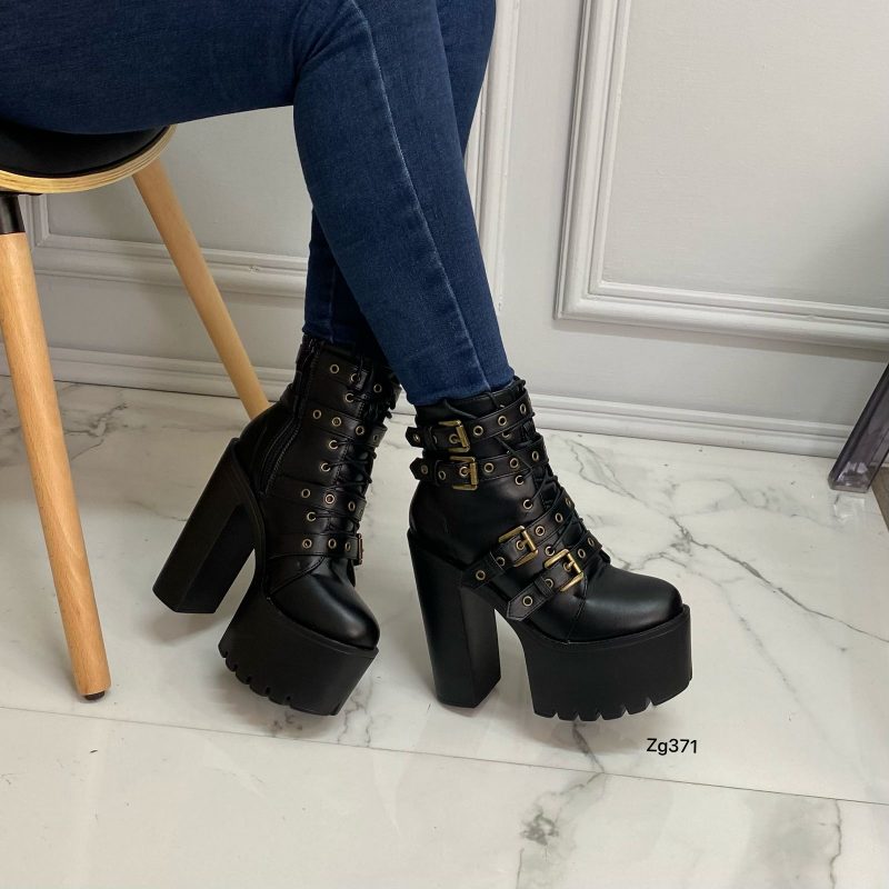 Botin negro correas plataforma 6cm  tacon 14cm  168-2  C-3 - Image 2