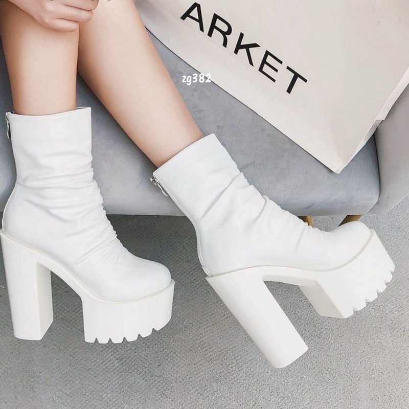 Botin blanco plataforma 5cm tacon 14cm  831-10   C-3 - Image 2