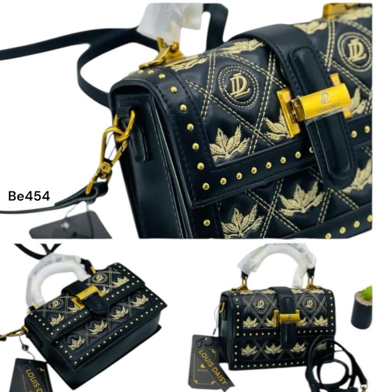 Bolso negro textura apliques dorados  20.5cm* 14cm* 7.5cm   LD-6768  C-B - Image 2
