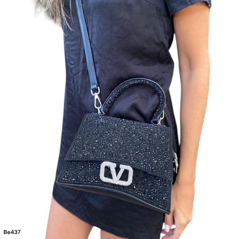 Bolso negro apliques plateado brillantes  23cm* 15cm* 10cm   1010  C-B - Image 2