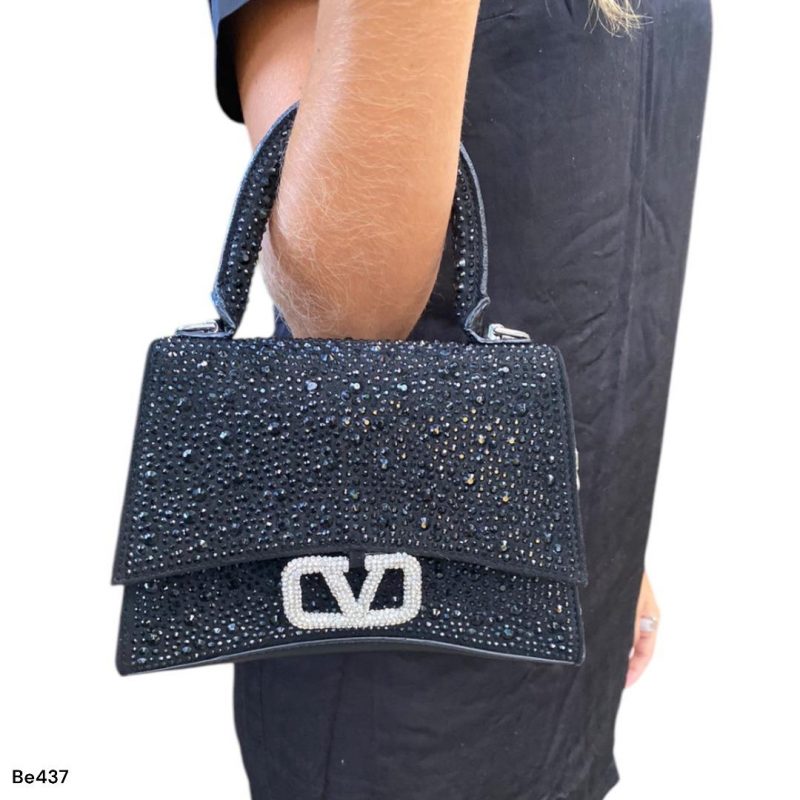 Bolso negro apliques plateado brillantes  23cm* 15cm* 10cm   1010  C-B - Image 3