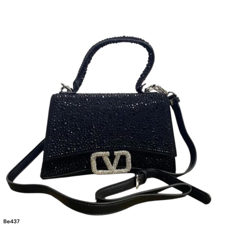 Bolso negro apliques plateado brillantes  23cm* 15cm* 10cm   1010  C-B