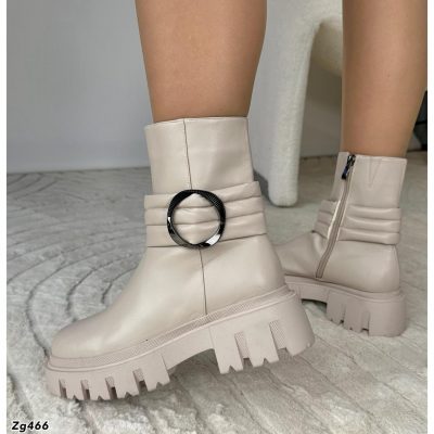 Botin beige aplique tacon 5cm 7692-H353 C-F