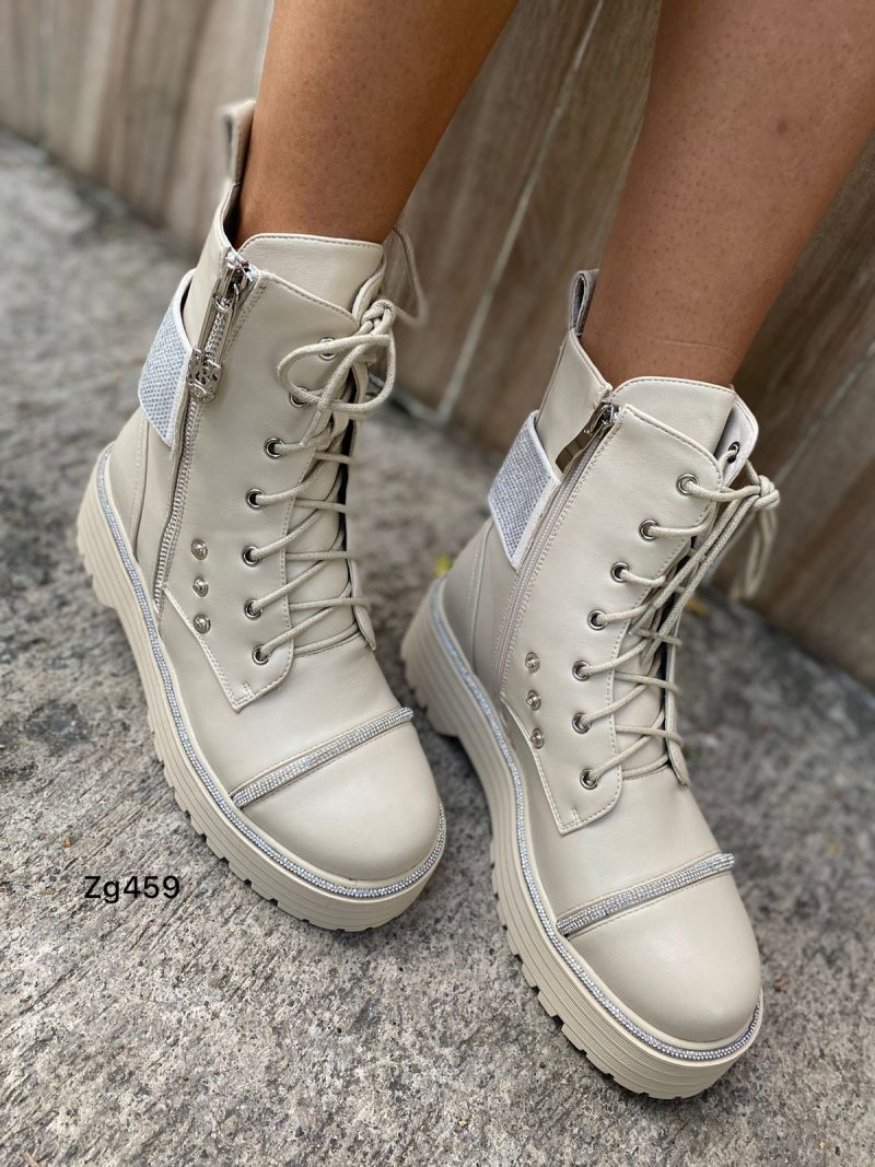 Botin beige apliques plateados brillantes suela 5cm  H298-A5370   C-F - Image 2