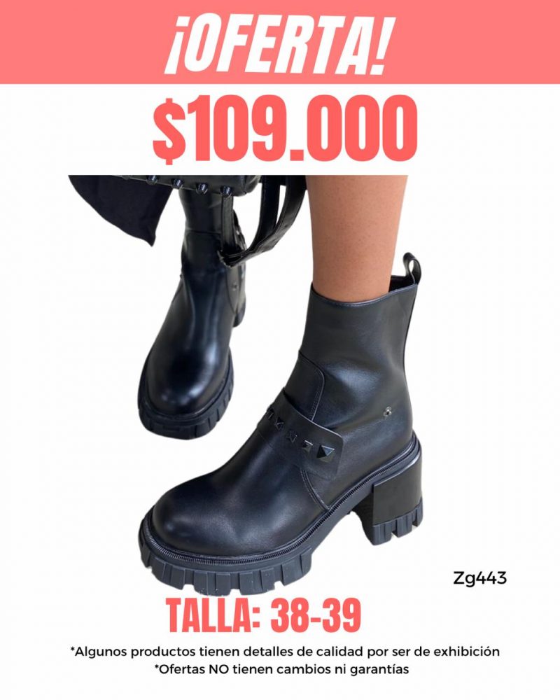 Botin negro apliques negros tacon 8cm  H126-A4956   C-F