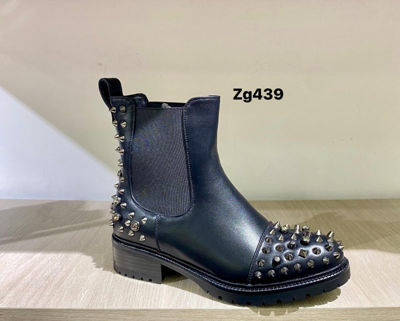 Botin negro apliques puntas plomo tacon 4cm  BT05#  C-1