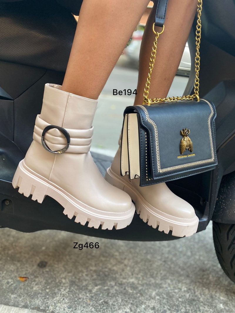 Botin beige aplique tacon 5cm  7692-H353  C-F