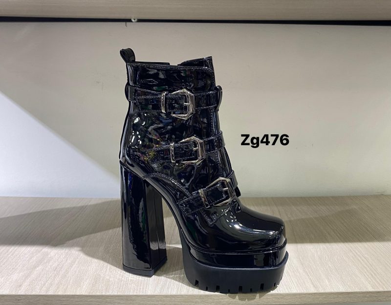 Botin negro charol correas plataforma 5cm tacon 14cm  BT09#  C-1