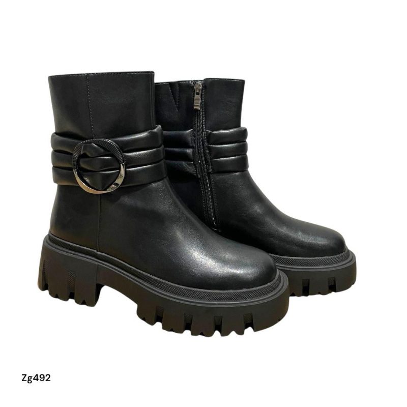 Botin negro aplique tacon 5cm  7692-H353  C-F