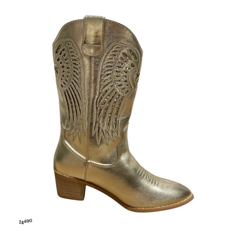 Bota texana dorado detalles tornasol tacon 5cm  CYM062  C-T