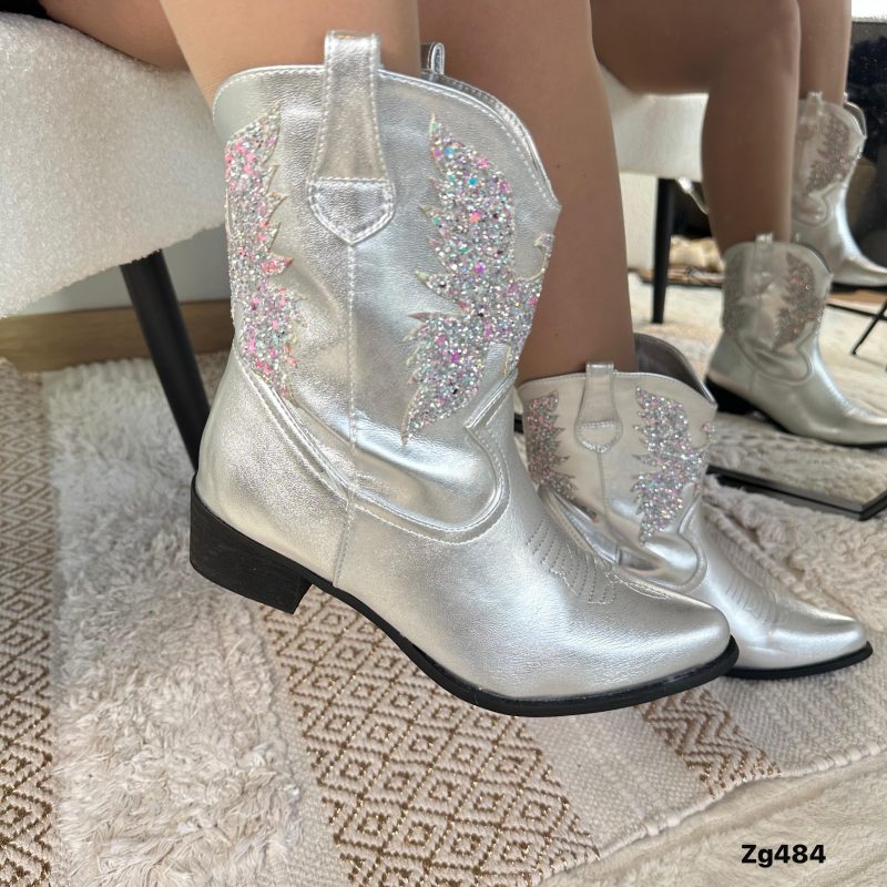 Botin texano plateado detalles colores brillantes tacon 4cm  888-6  C-T - Image 3