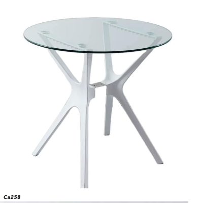 Mesa de vidrio base metalica blanca  80cm* 75cm
