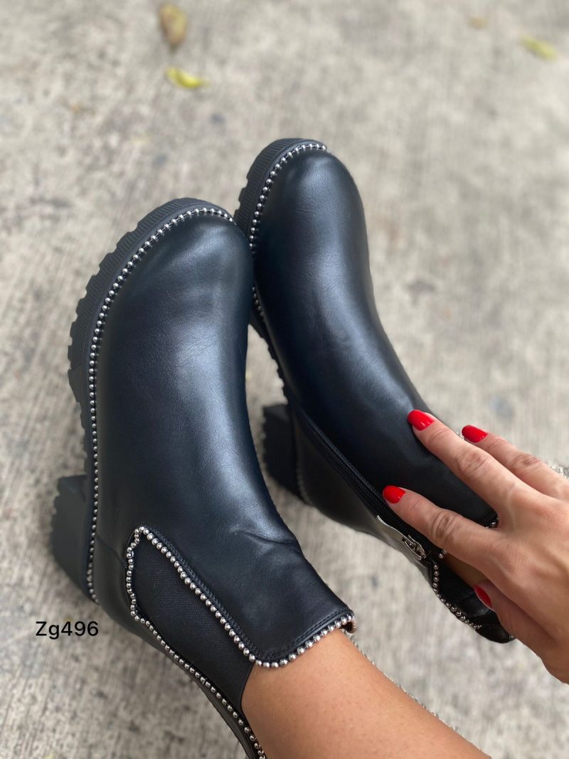 Botin negro apliques plateado tacon 5cm  BT57#  C-1 - Image 2