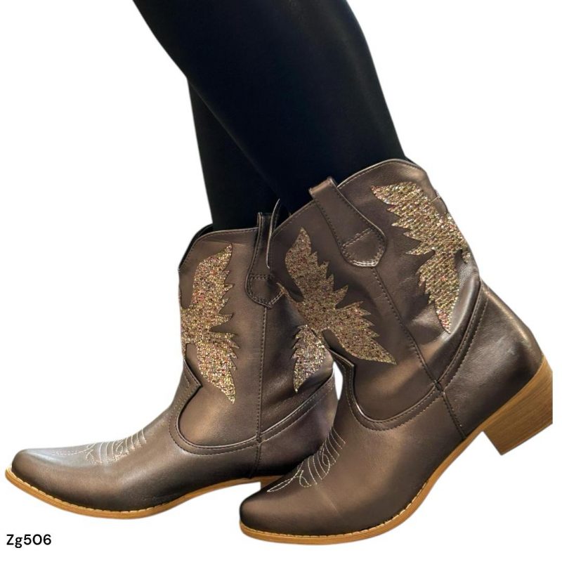 Botin texano gris detalles tornasol tacon 4cm  888-6  C-T - Image 2