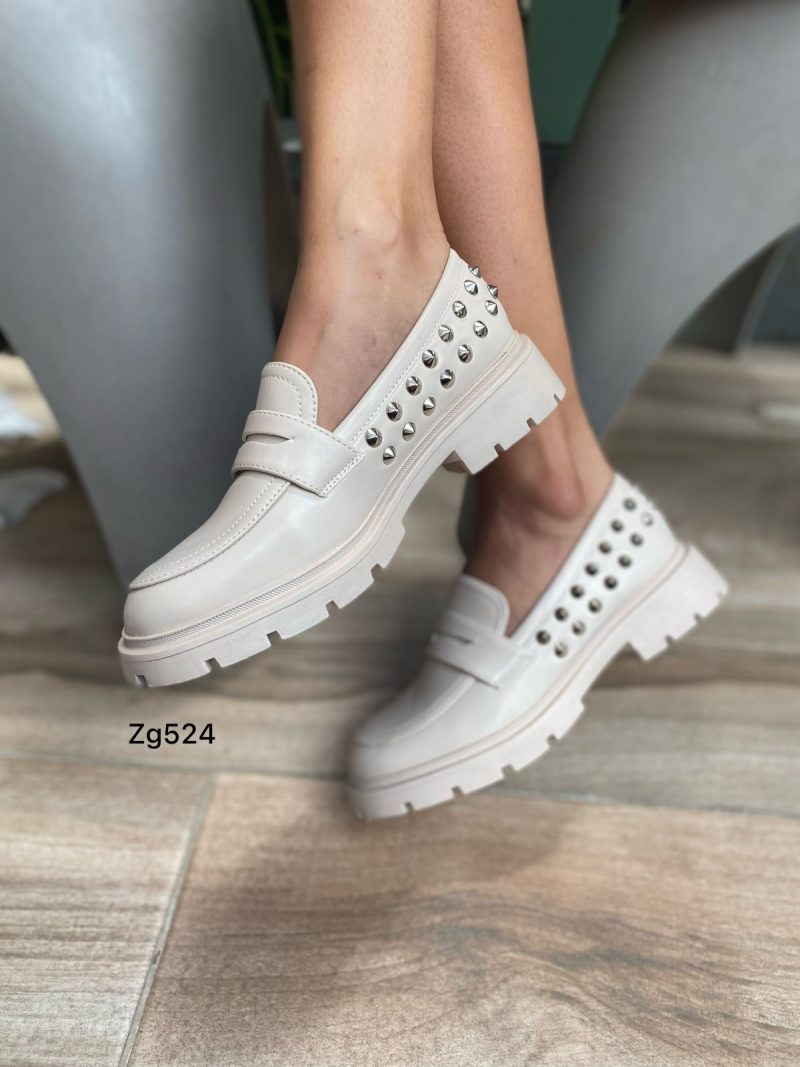 Mocasine beige apliques plateado suela 3cm A77-773  C-95 - Image 2