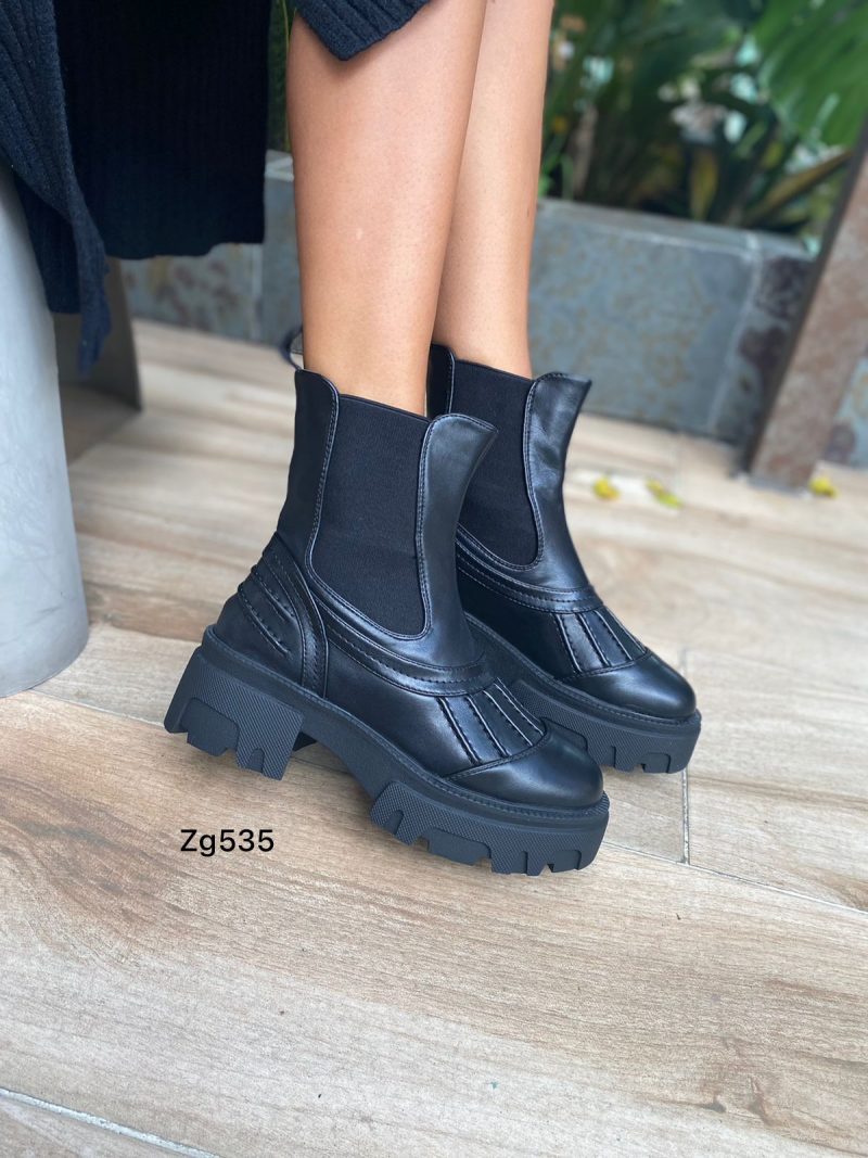 Botin negro resorte suela 5cm  UK68  C-77 - Image 2
