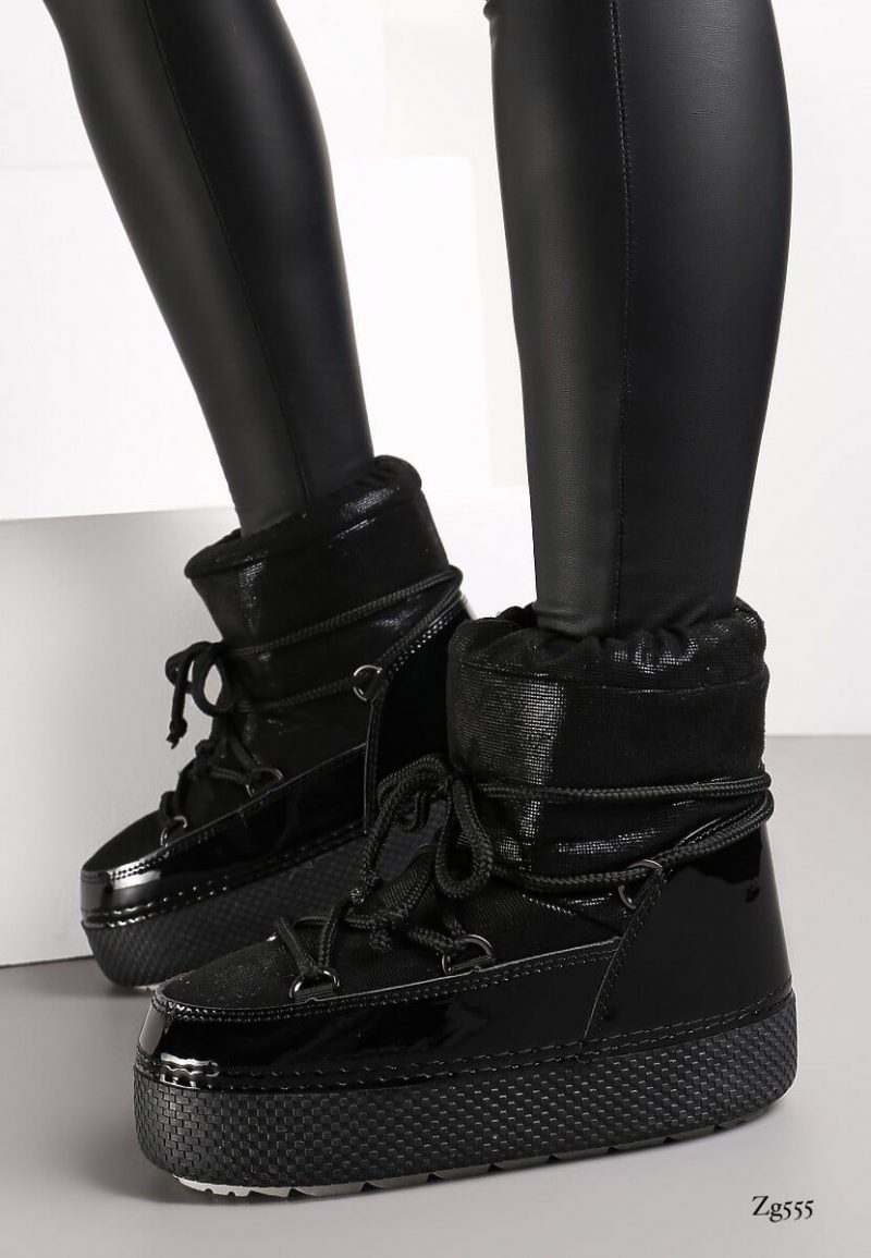 Botin negro tipo nieve suela 4cm  NB616  C-77 - Image 2