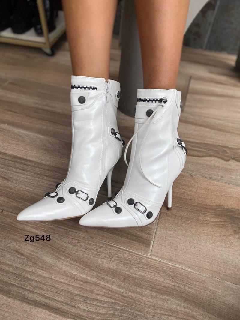 Botin blanco apliques tacon puntilla 11cm  L2831  C-92 - Image 4