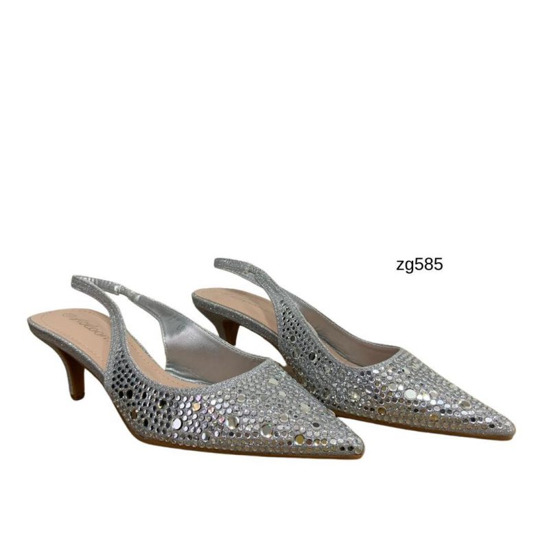 Tacon plateado apliques brillantes tacon 6cm  L8572W  C-98 - Image 2