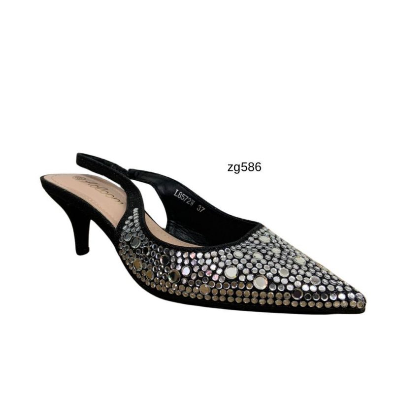 Tacon negro apliques brillantes tacon 6cm  L8572W  C-98 - Image 2