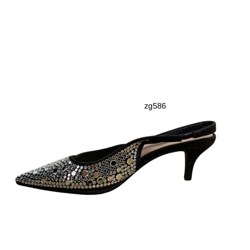 Tacon negro apliques brillantes tacon 6cm  L8572W  C-98 - Image 3
