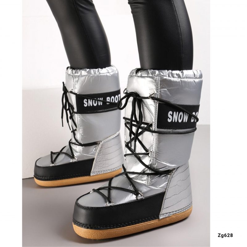 Bota plateado tipo nieve detalles negro  NB620  C-77 - Image 3