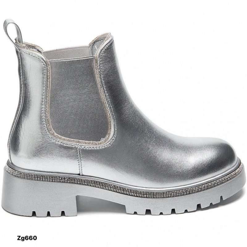 Botin plateado apliques brillantes borde resorte suela 4cm  9550A  C-64 - Image 4