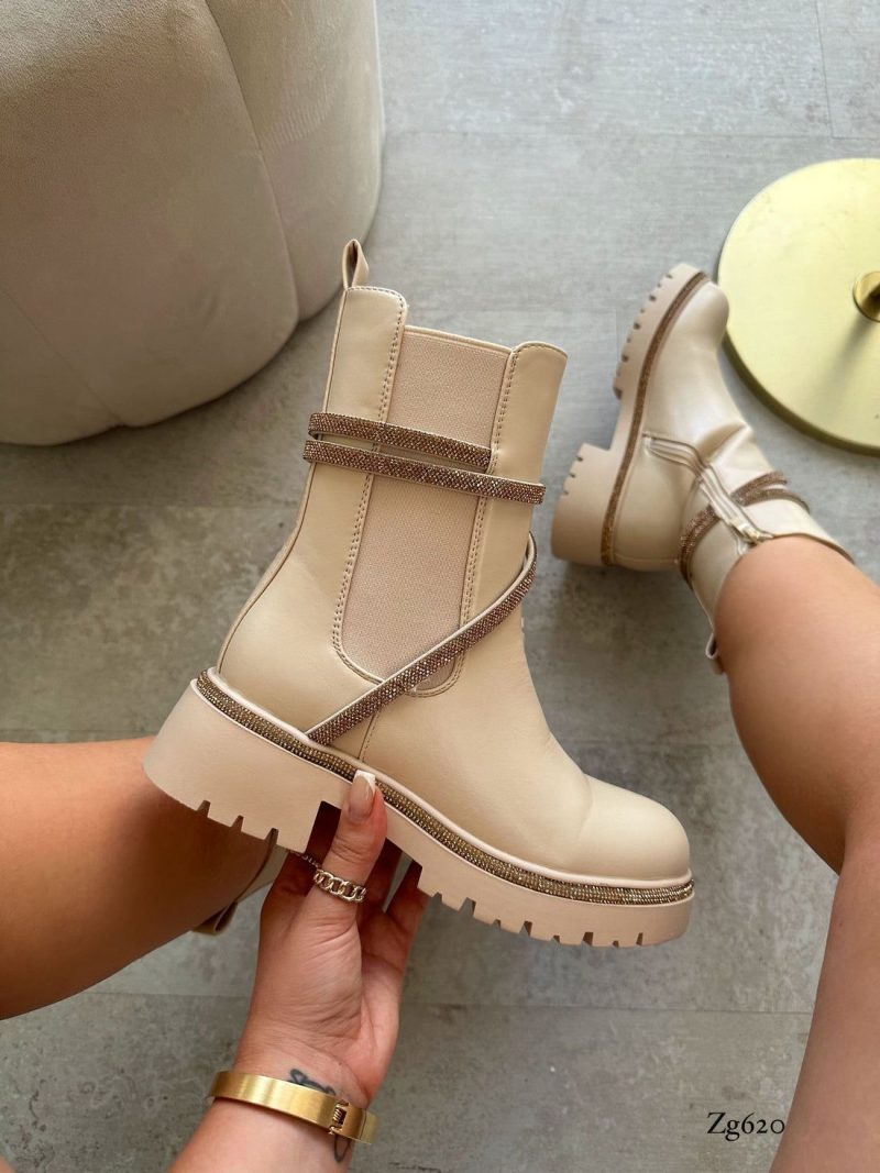 Botin beige apliques dorado suela 4cm  9559A  C-64 - Image 5