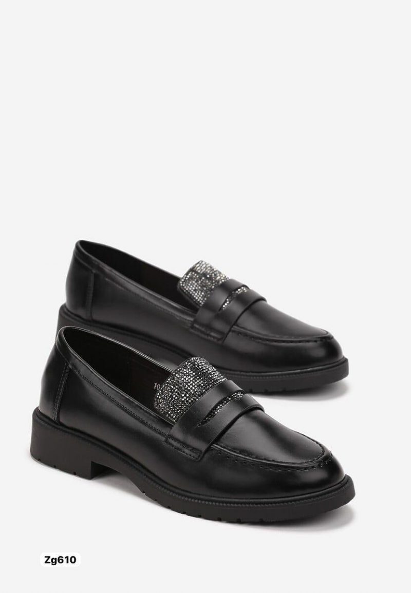 Zapato negro apliques plateado brillante suela 3cm  MS7099  C-53 - Image 2
