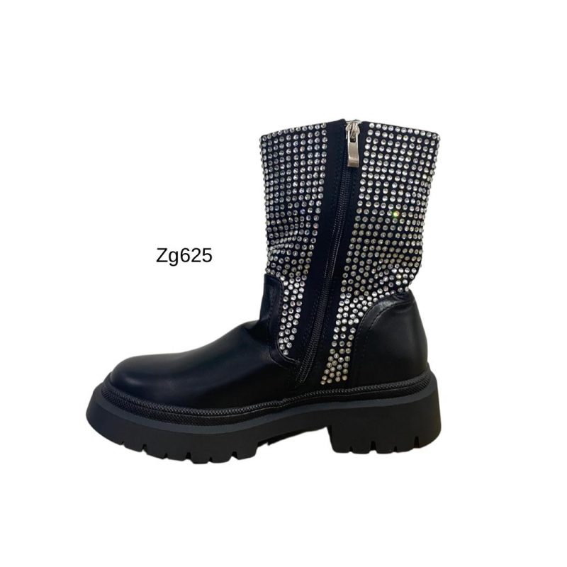 Botin negro apliques plateado brillantes suela 3cm  2023-N51  C-79 - Image 3