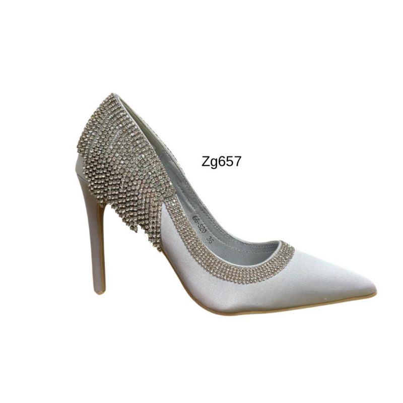 Tacon plateado apliques brillantes tacon puntilla 10cm  66-S20   C-57 - Image 3