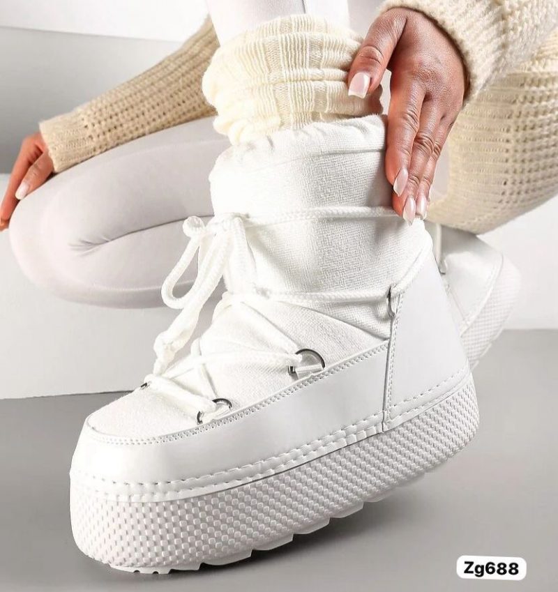 Botin blanco tipo nieve suela 4cm  NB616  C-77 - Image 5
