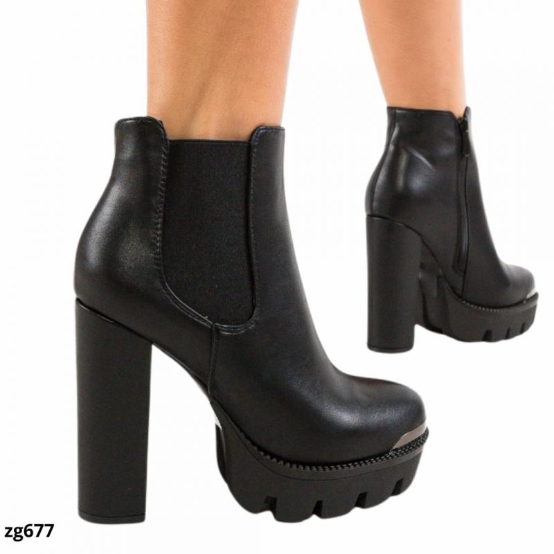 Botin negro detalle plomo en punta tacon 12cm  R583  C-61