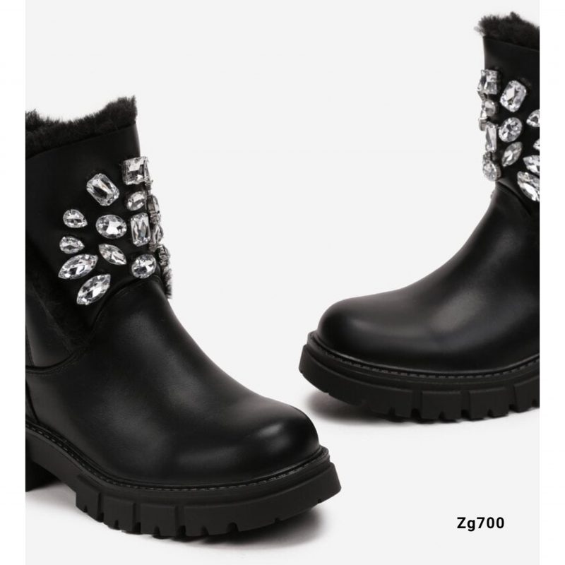 Botin negro apliques brillantes detalle peluche suela 4cm  NC13013   C-77 - Image 3