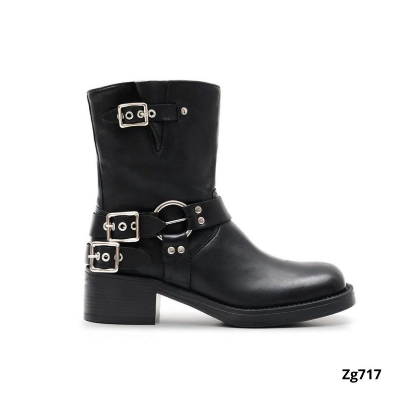 Botin negro hebillas plateado tacon 3cm  52073  C-74