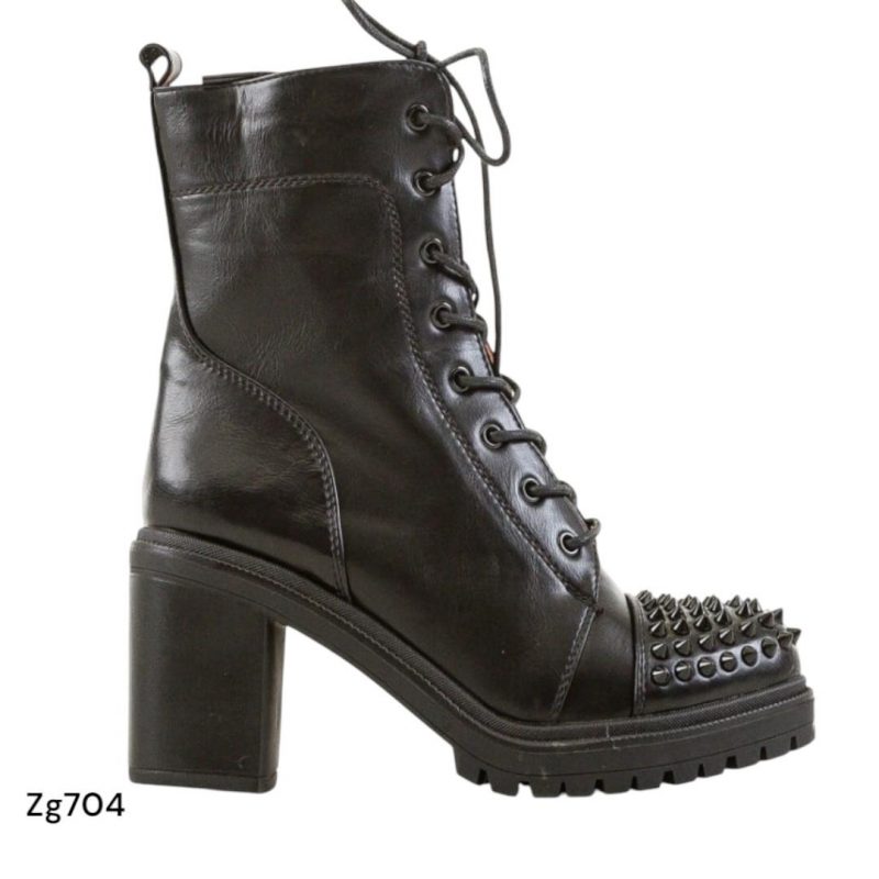 Botin negro taches brillantes en punta tacon 8cm  20-62   C-82