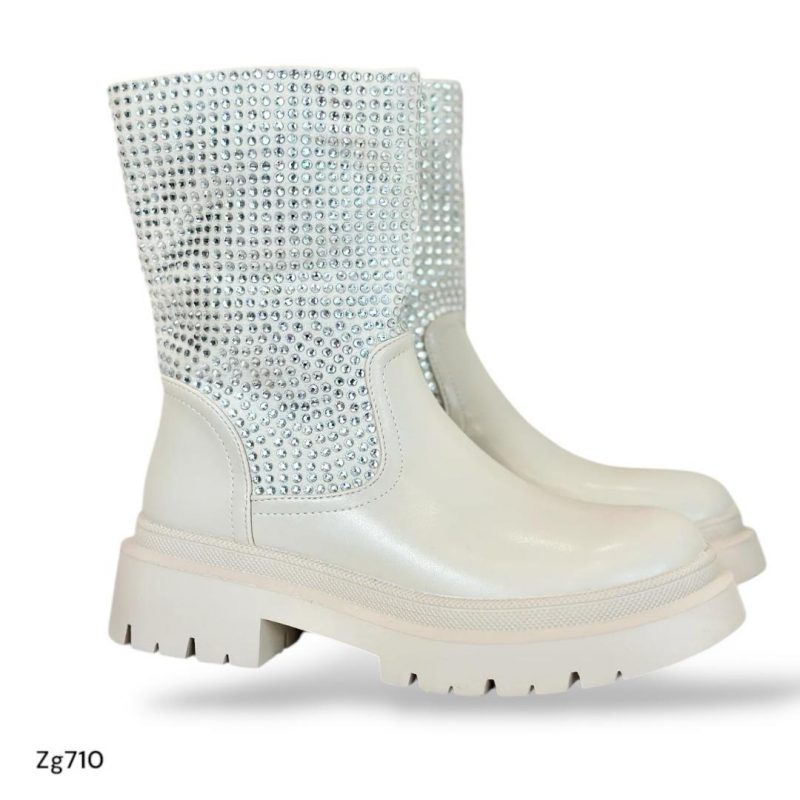 Botin beige apliques brillantes suela 4cm  2023-N51  C-79