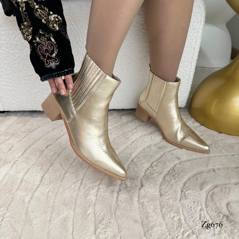 Botin texano dorado resorte tacon 5cm  CYM033   C-89 - Image 3