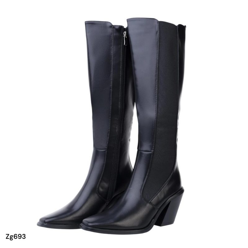 Bota caña alta negro detalle resorte tacon 8cm  C-215  C-94 - Image 3