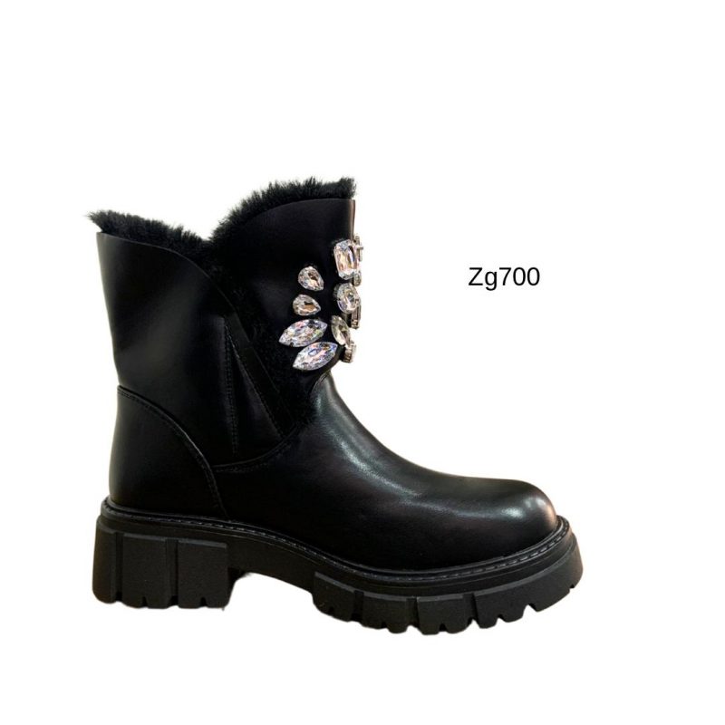 Botin negro apliques brillantes detalle peluche suela 4cm  NC13013   C-77 - Image 2