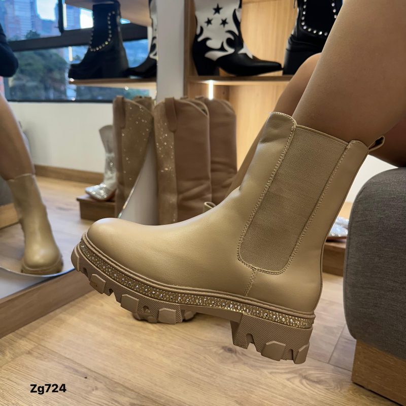 Botin beige detalle resorte apliques brillantes suela 4cm  LQ-90  C-83 - Image 3
